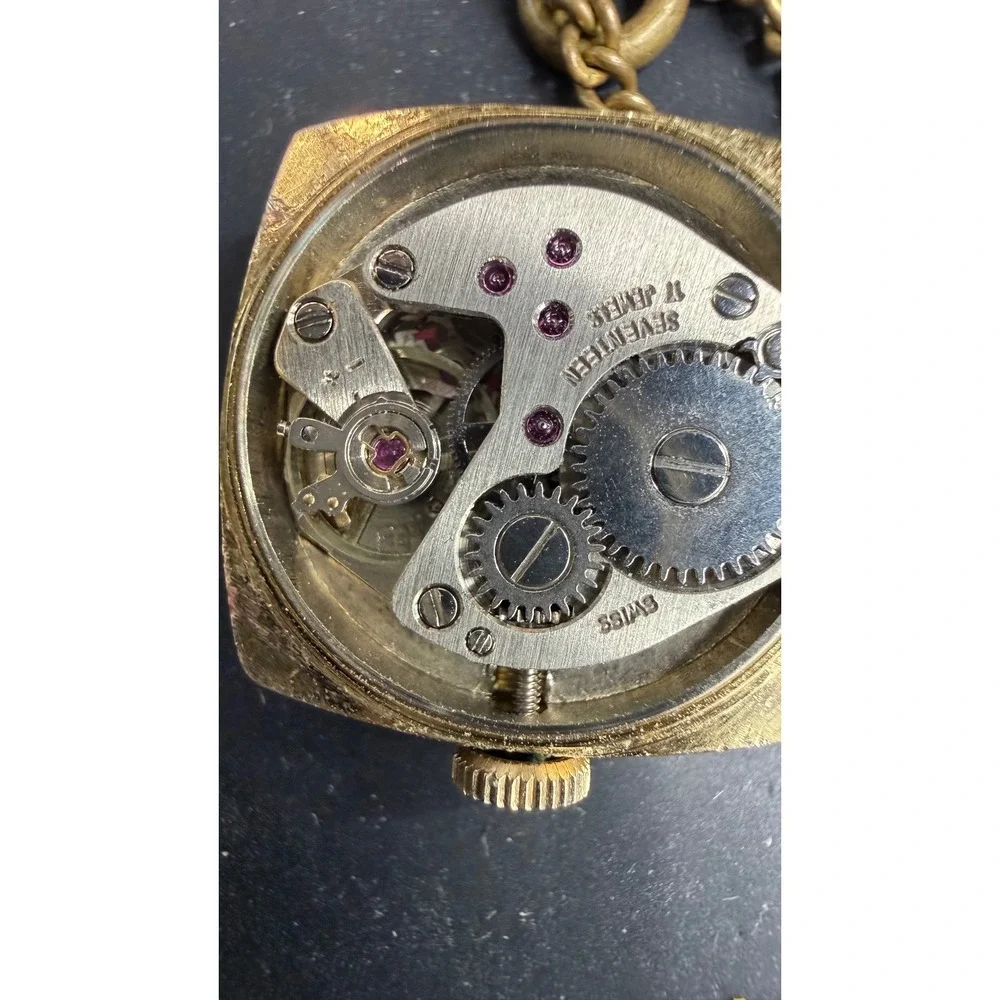 Vintage Jaquet-Droz Swiss 17 Jewel Mechanical Pendant Watch Necklace As Is